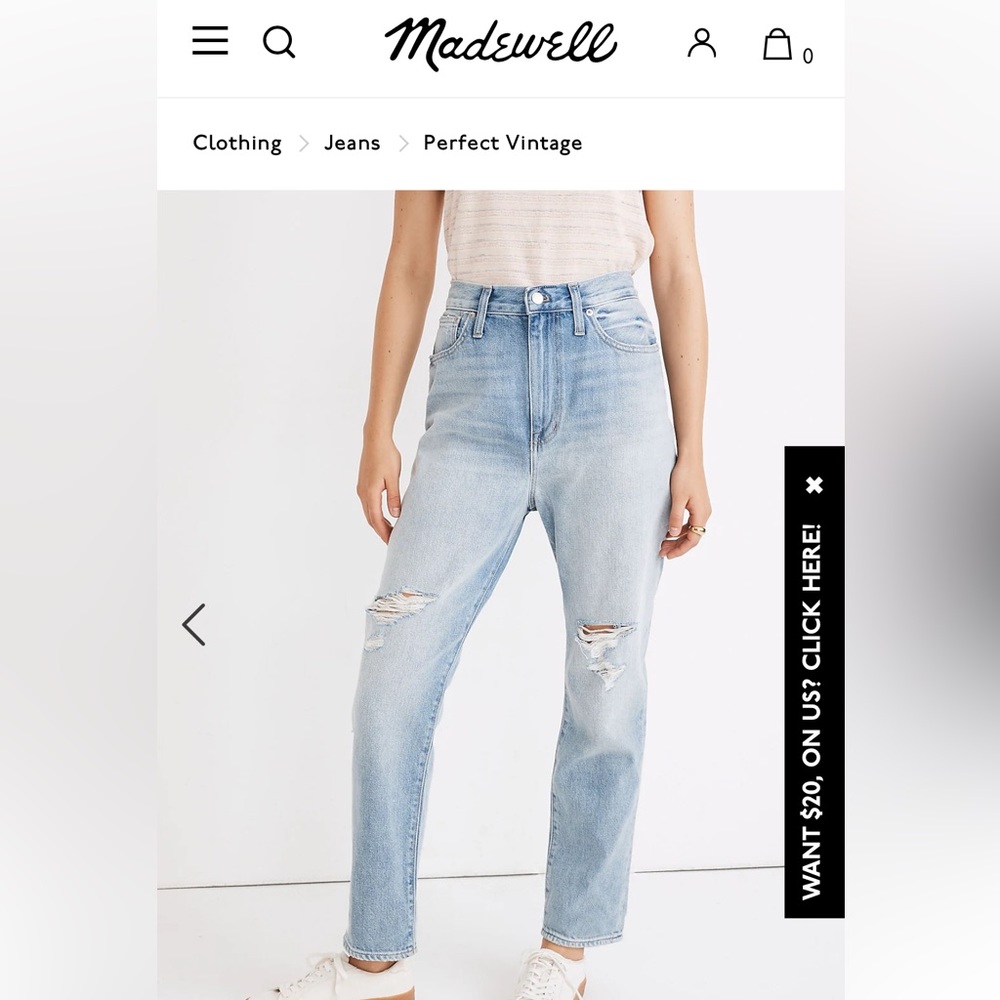 Madewell Jeans NWT! The Momjean in Gilford Wash: Ripped Edition Size 29